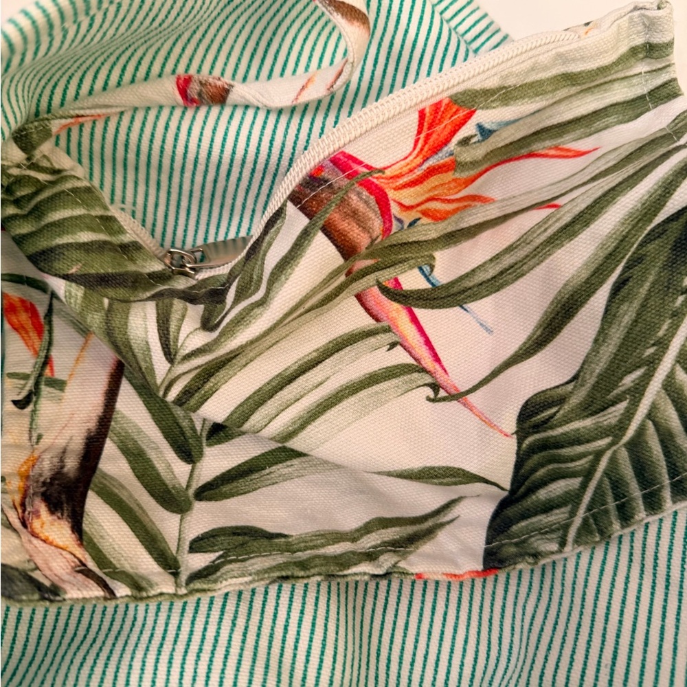 Roller Rabbit Tropical Leaf Tote in Green and Orange - Picture 3 of 6